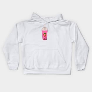 Strawberry bubble tea Kids Hoodie